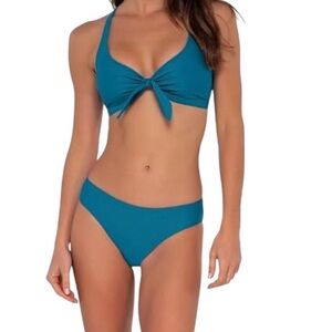 SHEIN Teal Knot-Front Bikini Set